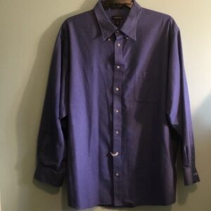Lands' End Men's Blue Oxford Button-Up Dress Shirt